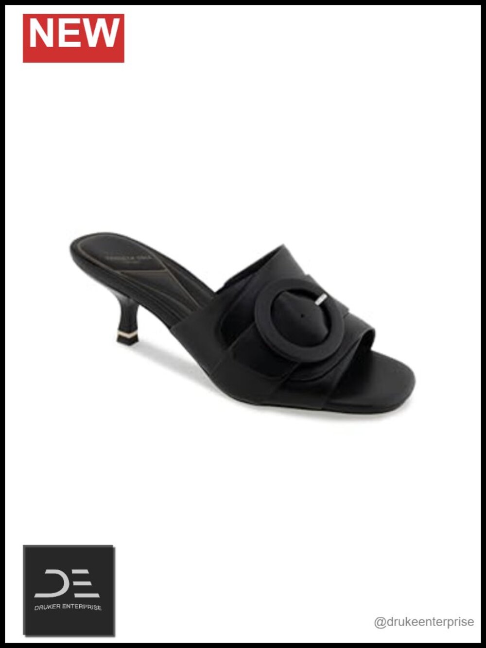 Women's Heeled Sandals Smooth Leather 2.5-Inch Kitten Heel Slingback Dress